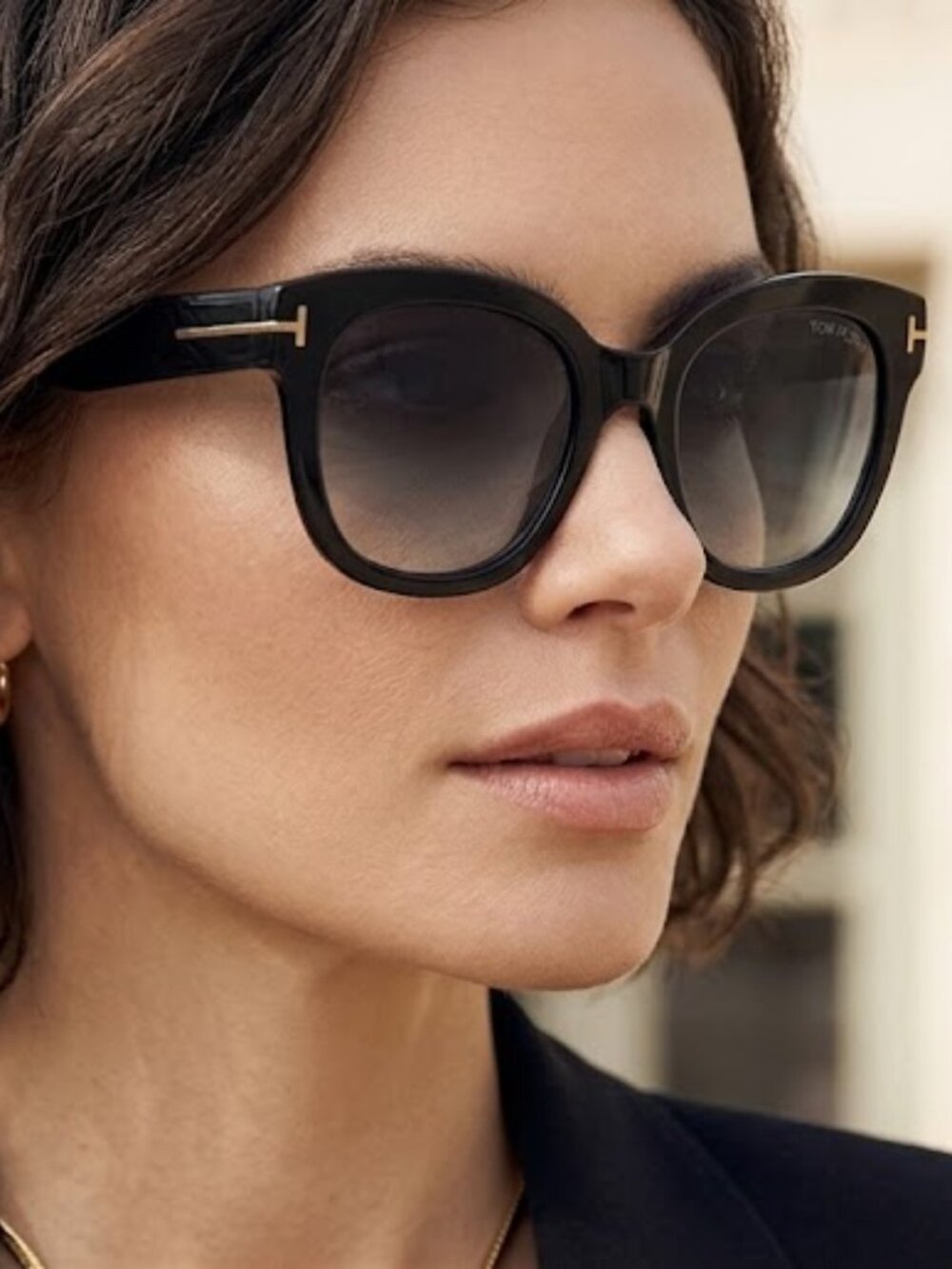 Tom Ford Black Sunglasses with Gradient Gray Lenses